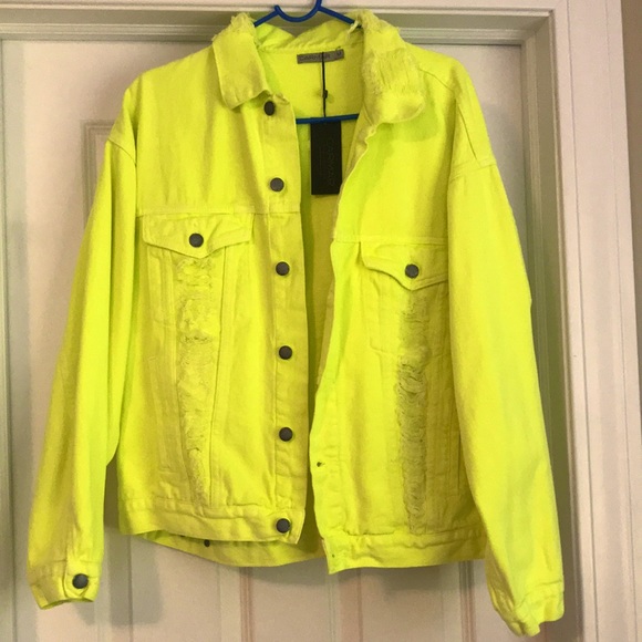 Carmar Jackets & Blazers - NWT Neon Yellow Denim Jacket